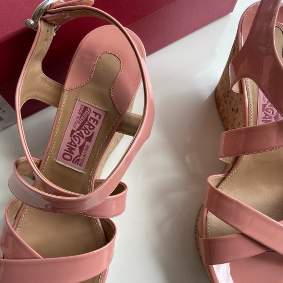 Salvatore Ferragamo Women Persy Wedges Sandal 9C - Picture 3 of 7